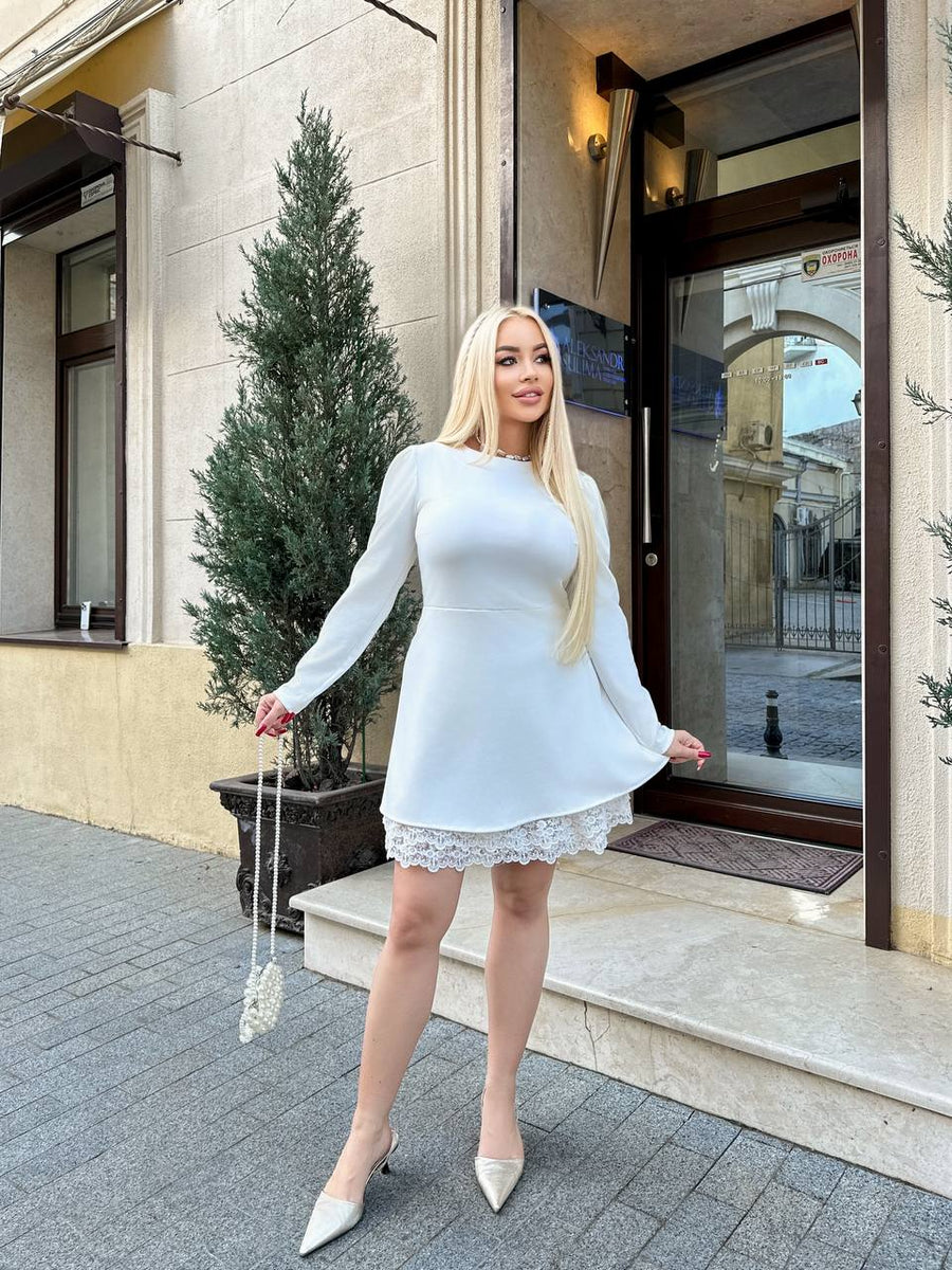 Rochie din tricot cu dantelă - Twiggy Shop