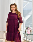 Rochie din chiffon cu volane