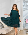 Rochie din chiffon cu volane