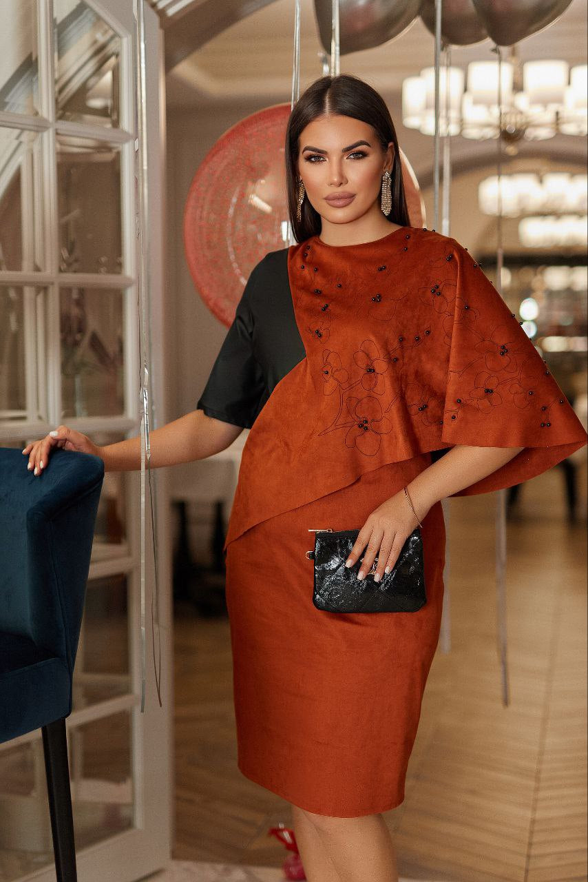 Rochie combinată din eco velour