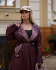 Trench din piele ecologică cu suprapunere - Twiggy Shop