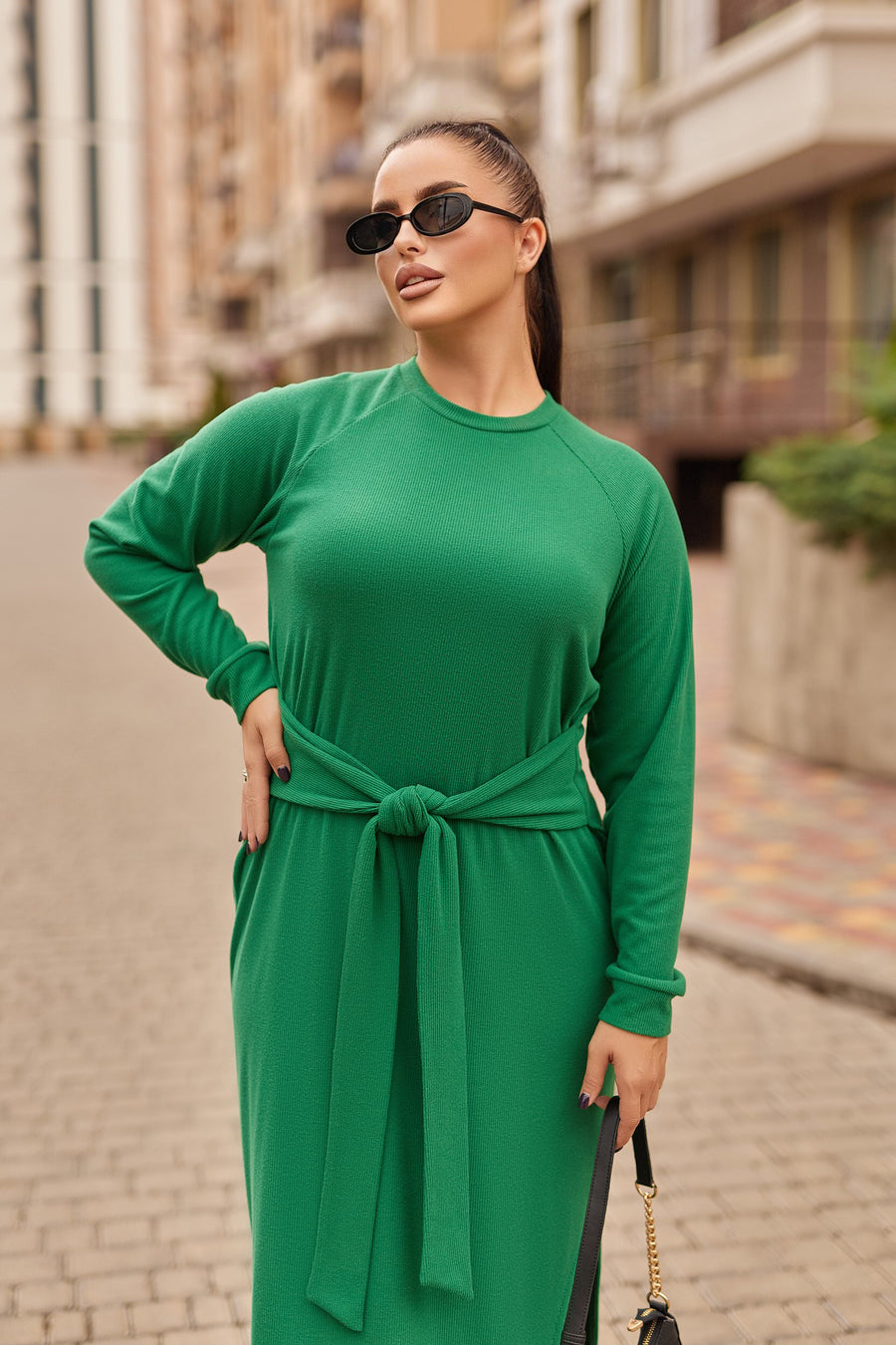 Rochie din tricot cu fante