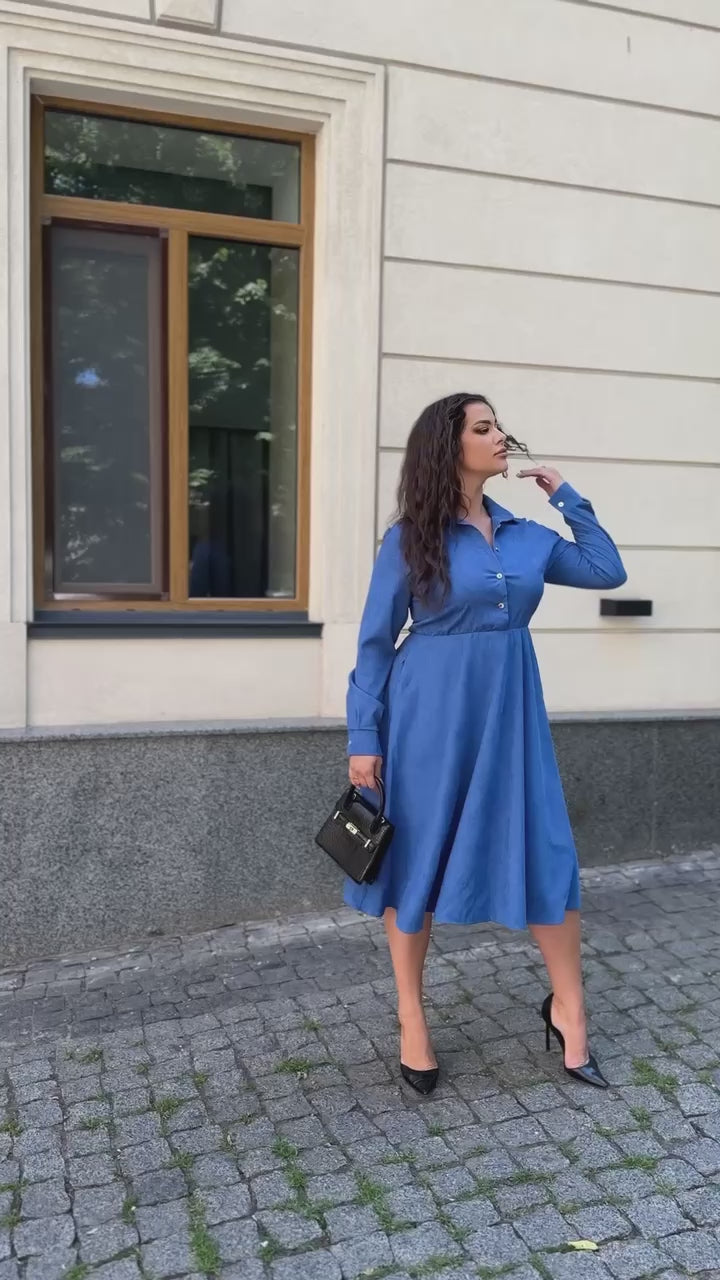 Rochie din velur cu buzunare