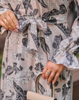 Rochie lunga cu imprimeu frunze